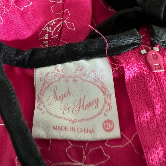 Pink and black butterfly A line Dress - Picture 3 of 5